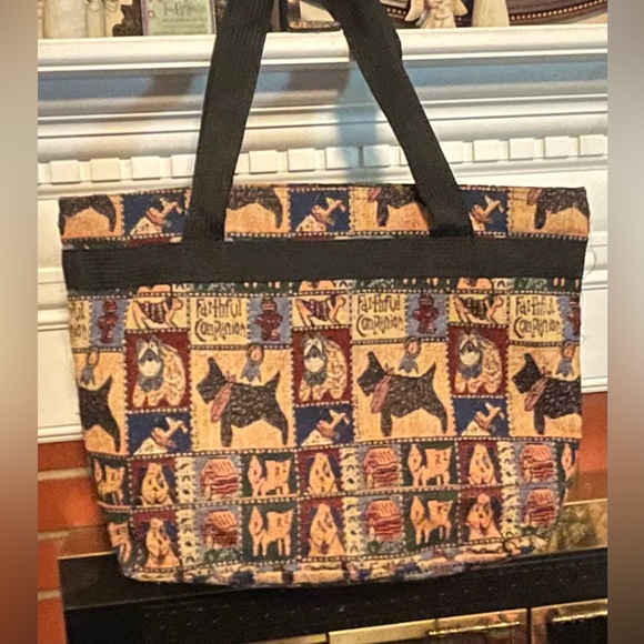 VTG Faithful Companion Dog Canvas Tote Over Shoulder Bag - Picture 2 of 8